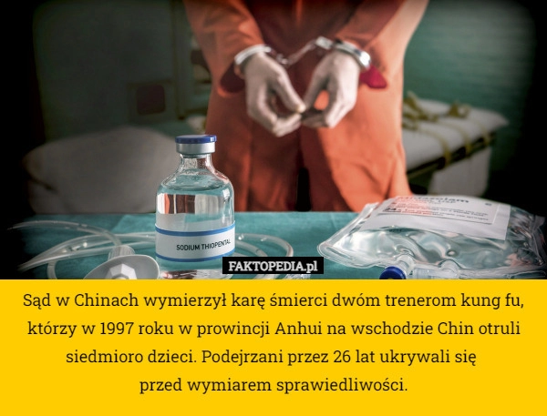 
    Sąd w Chinach wymierzył karę śmierci dwóm trenerom kung fu, którzy w 1997