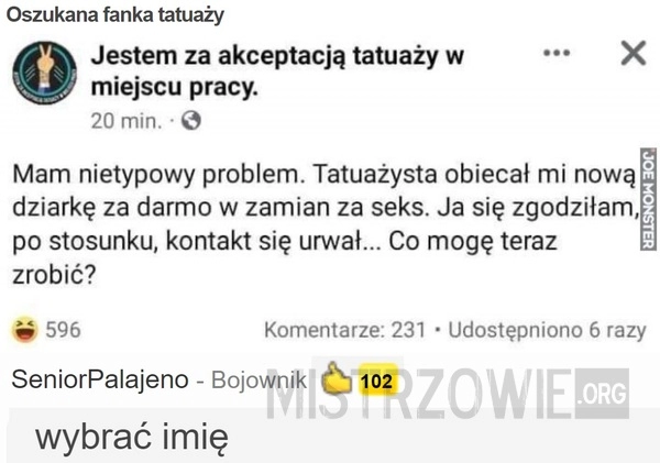 
    Oszukana fanka tatuaży