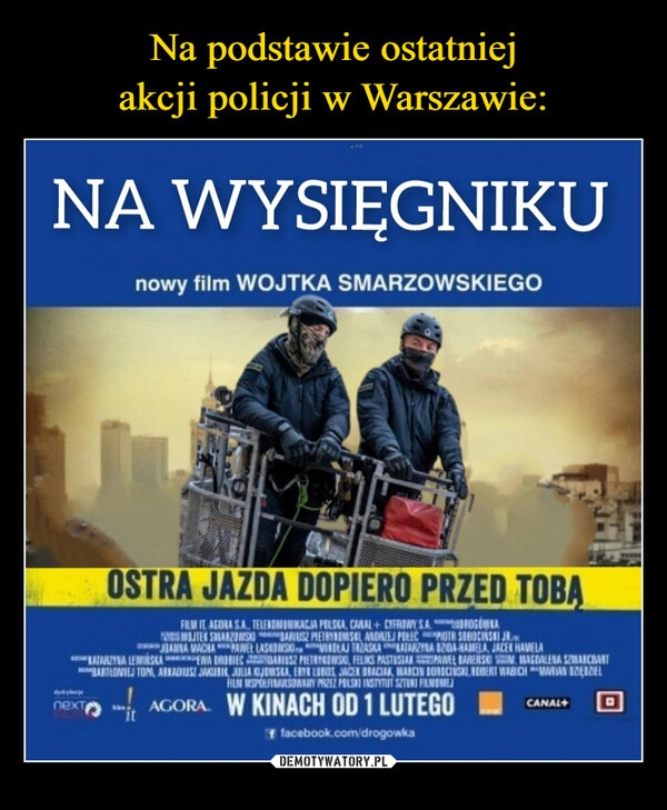 
    Na podstawie ostatniej
akcji policji w Warszawie: 