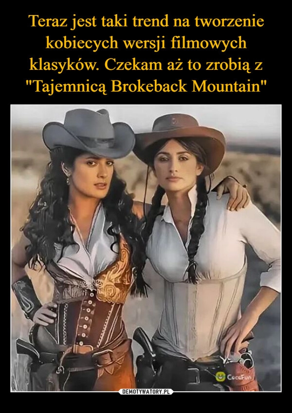 
    Teraz jest taki trend na tworzenie kobiecych wersji filmowych klasyków. Czekam aż to zrobią z "Tajemnicą Brokeback Mountain"