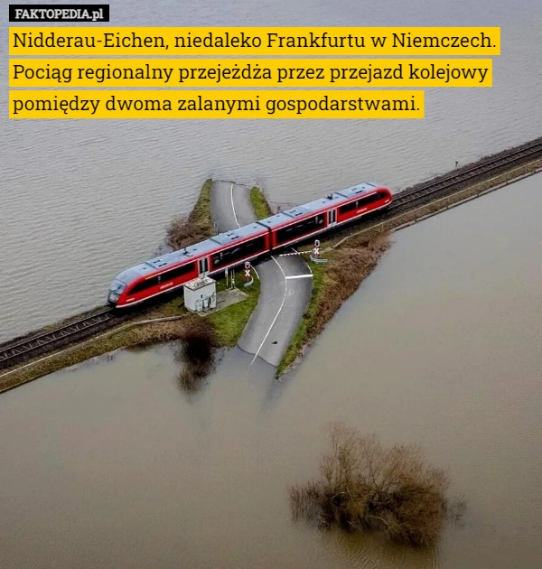 
    Nidderau-Eichen, niedaleko Frankfurtu w Niemczech. Pociąg regionalny przejeżdża