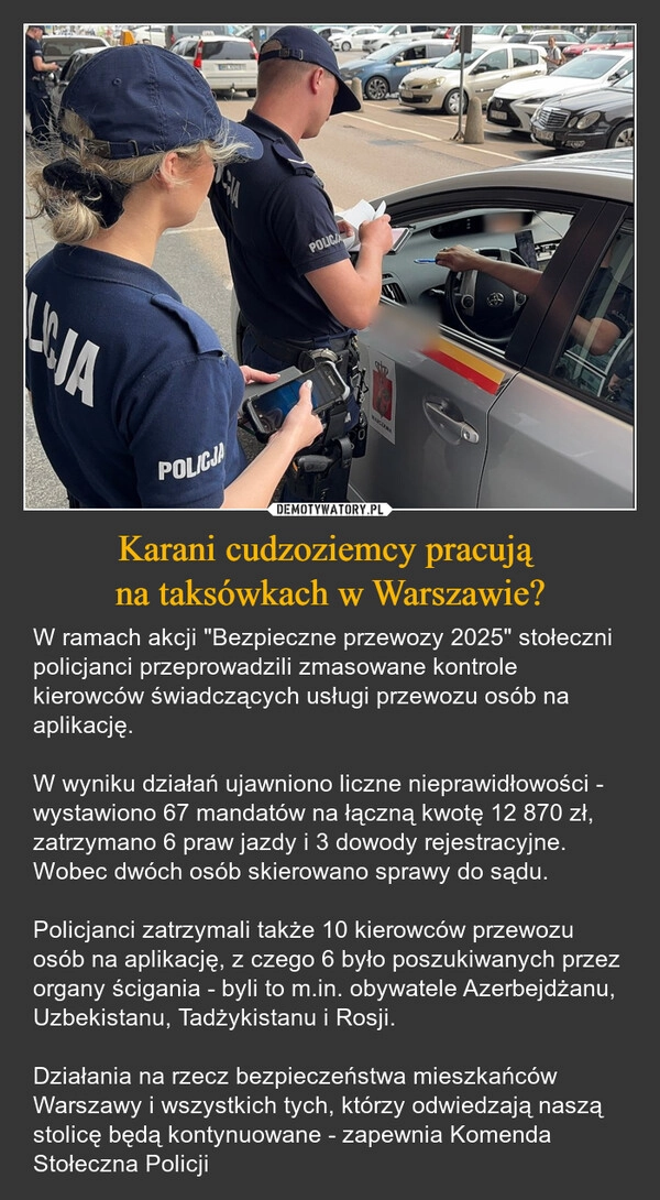 
    Karani cudzoziemcy pracują 
na taksówkach w Warszawie?