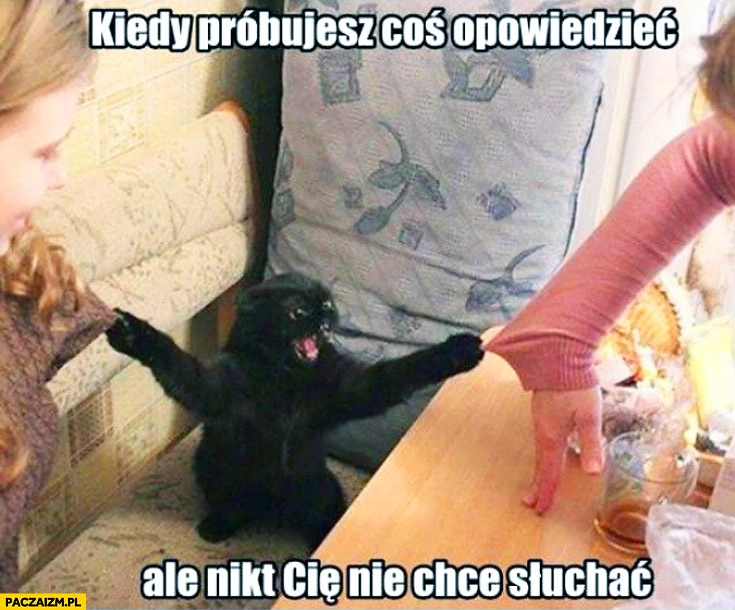 
    Kiedy próbujesz coś opowiedzieć ale nikt nie chce Cię słuchać zły kot