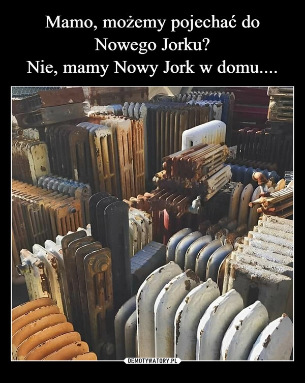 
    Mamo, możemy pojechać do Nowego Jorku?
Nie, mamy Nowy Jork w domu....