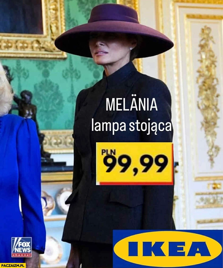 
    Melania Trump kapelusz lampa stojąca katalog IKEA