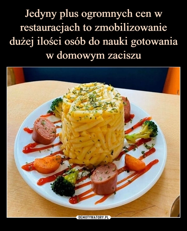 
    Jedyny plus ogromnych cen w restauracjach to zmobilizowanie dużej ilości osób do nauki gotowania w domowym zaciszu