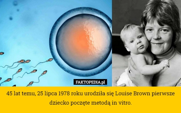 
    45 lat temu, 25 lipca 1978 roku urodziła się Louise Brown pierwsze dziecko