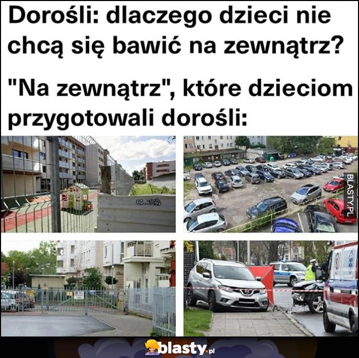 
    Dorośli: dlaczego dzieci nie chcą się bawić na zewnątrz? Vs 