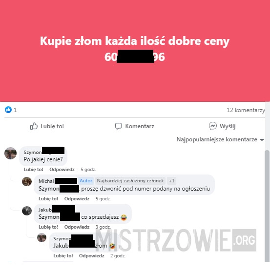 
    Kupię złom.