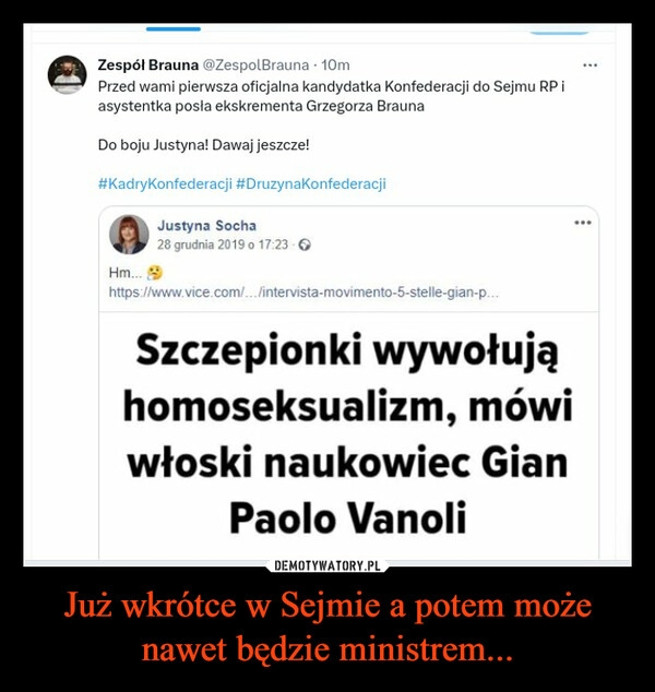 
    Już wkrótce w Sejmie a potem może nawet będzie ministrem...