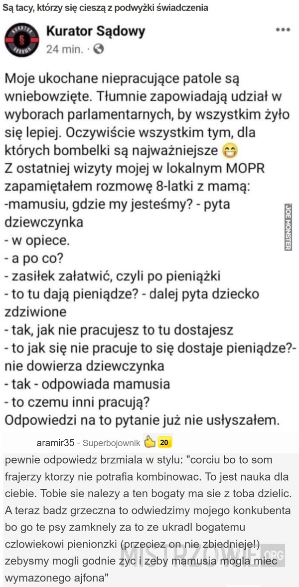 
    Są tacy, którzy się cieszą z podwyżki świadczenia