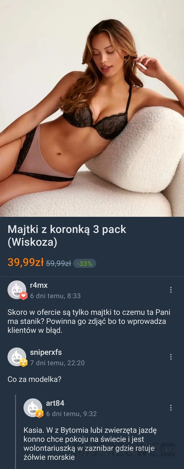 
    Majtki z koronką