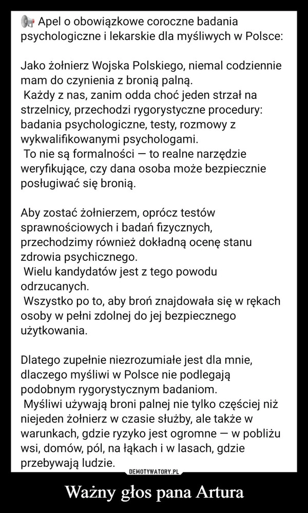
    Ważny głos pana Artura