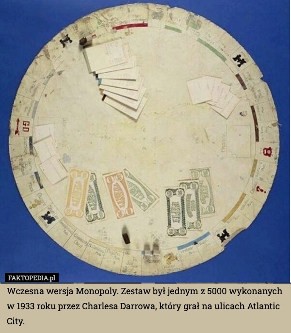 
    Wczesna wersja Monopoly. Zestaw był jednym z 5000 wykonanych w 1933 roku