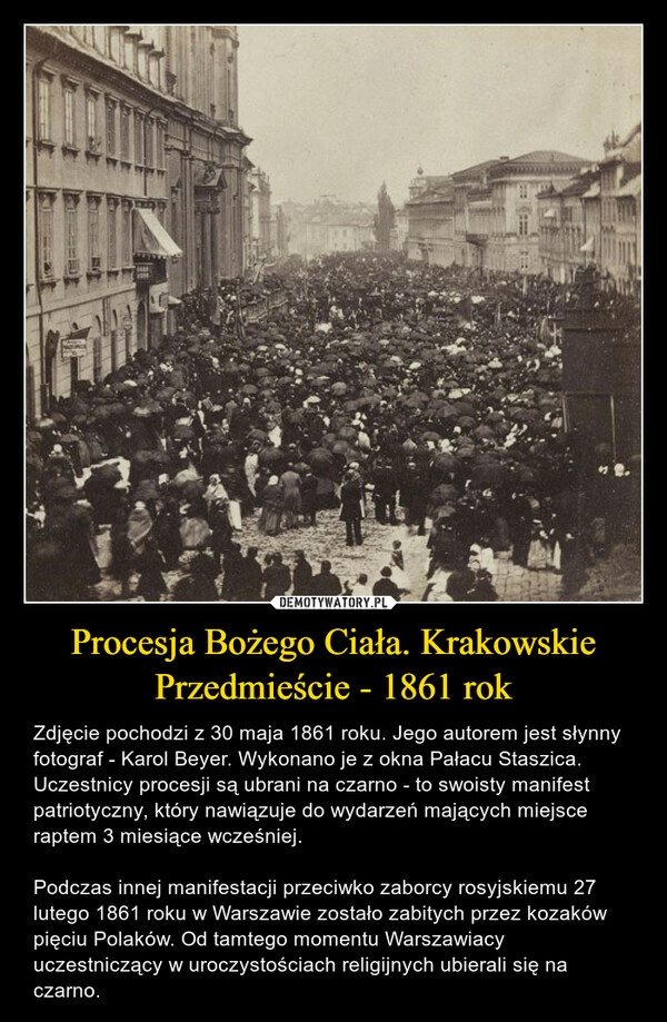 
    Procesja Bożego Ciała. Krakowskie Przedmieście - 1861 rok