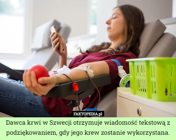 
    Dawca krwi w Szwecji otrzymuje wiadomość tekstową z podziękowaniem, gdy