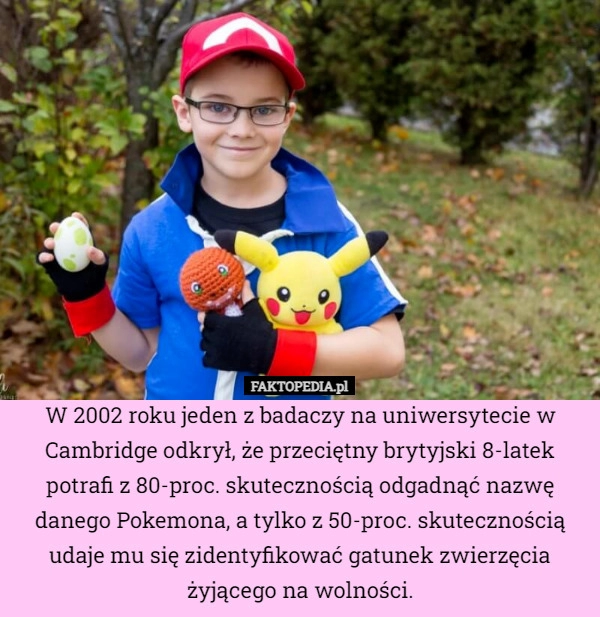 
    W 2002 roku jeden z badaczy na uniwersytecie w Cambridge odkrył, że przeciętny