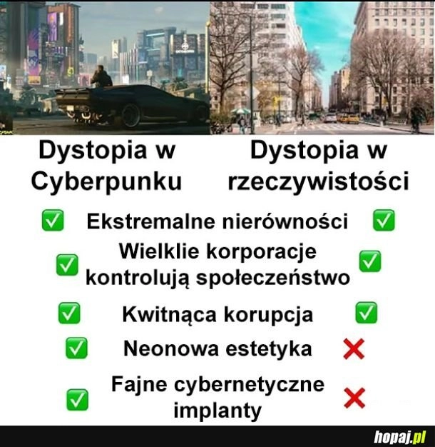 
    Dystopia w cyberpunku vs w rzeczywistości