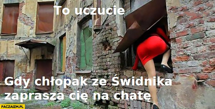 
    To uczucie gdy chłopak ze Świdnika zaprasza Cię na chatę wchodzi przez dziurę w ścianie