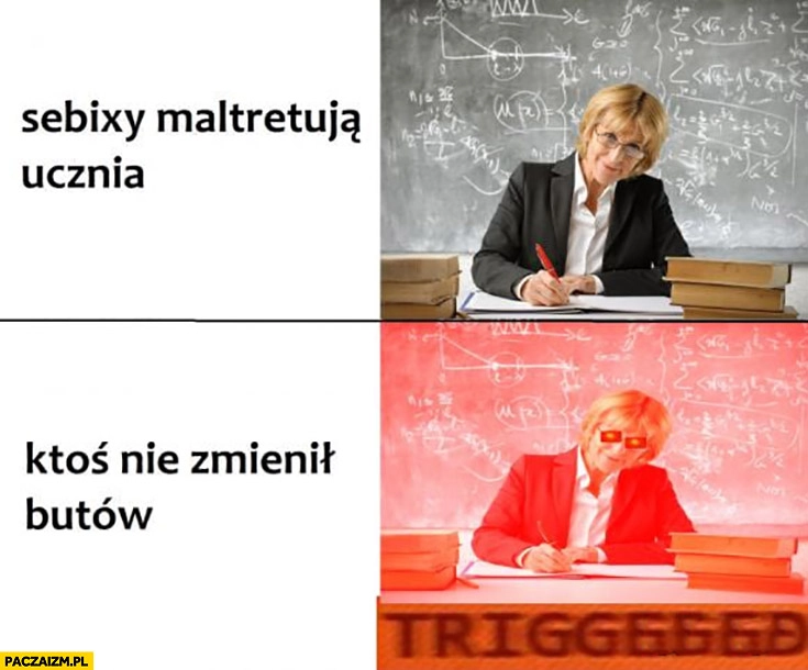 
    Nauczycielka Sebixy maltretują ucznia vs ktoś nie zmienił butów triggered