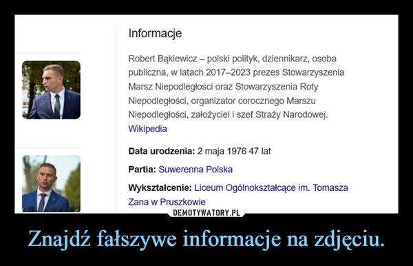 
    Znajdź fałszywe informacje na zdjęciu.