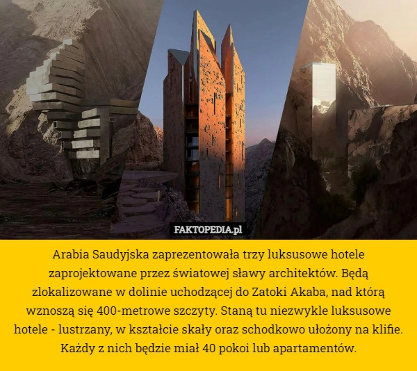 
    Arabia Saudyjska zaprezentowała trzy luksusowe hotele zaprojektowane przez