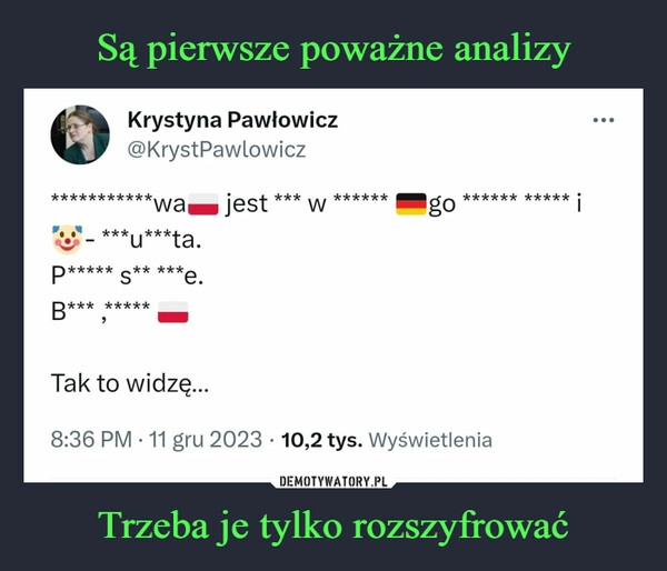 
    Są pierwsze poważne analizy Trzeba je tylko rozszyfrować