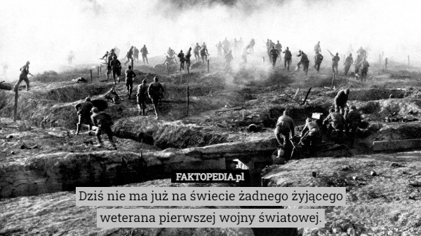 
    Dziś nie ma już na świecie żadnego żyjącego
weterana pierwszej wojny światowej.