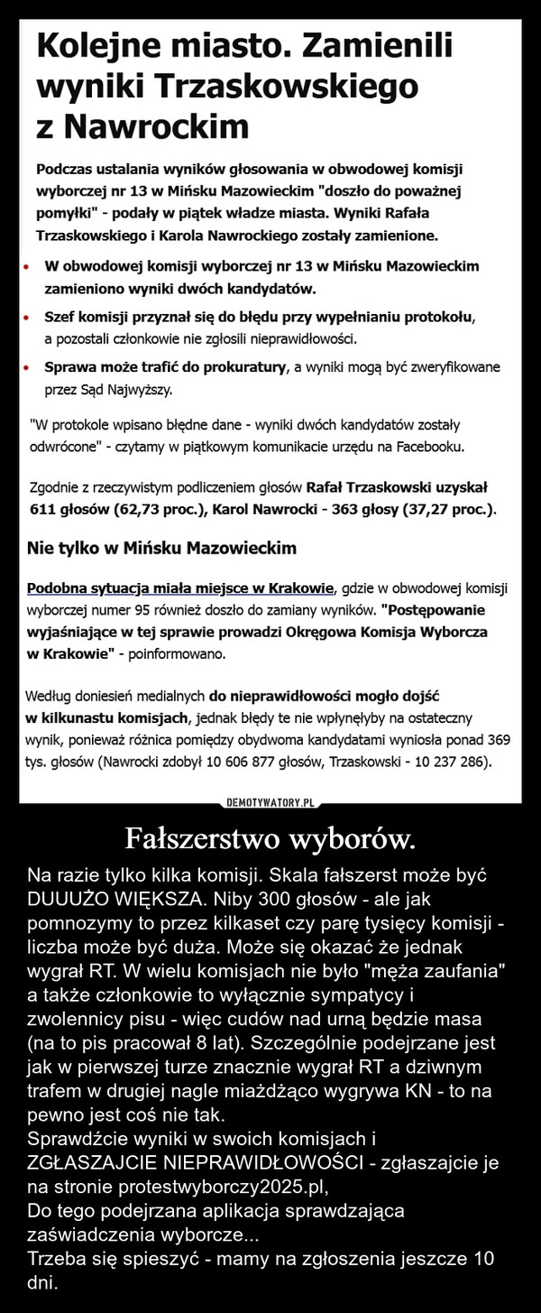 
    Fałszerstwo wyborów.