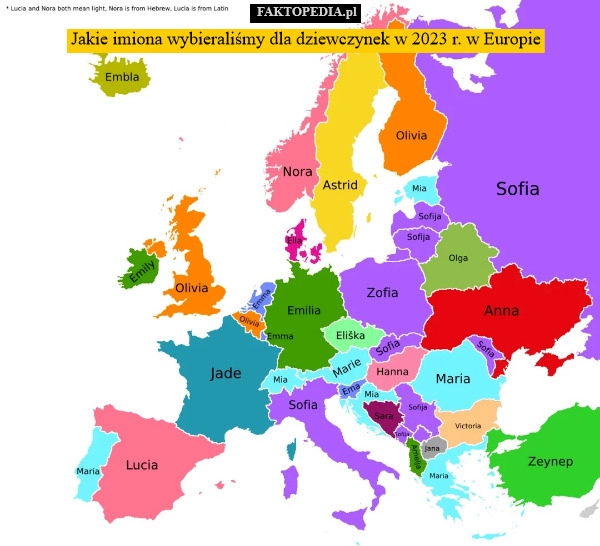 
    Jakie imiona wybieraliśmy dla dziewczynek w 2023 r. w Europie