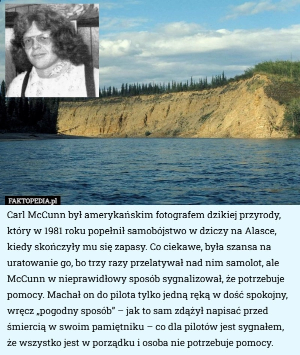 
    Carl McCunn był amerykańskim fotografem dzikiej przyrody, który w 1981 roku...