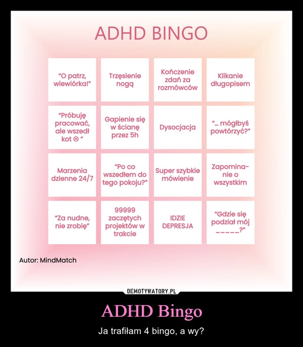 
    ADHD Bingo