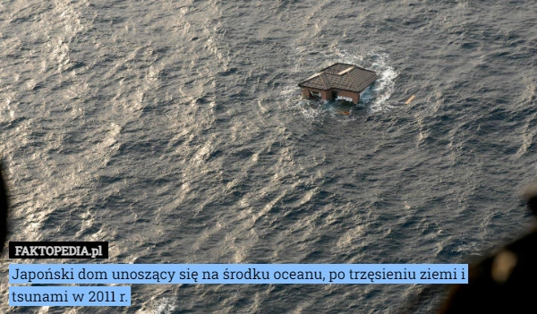 
    Japoński dom unoszący się na środku oceanu, po trzęsieniu ziemi i tsunami