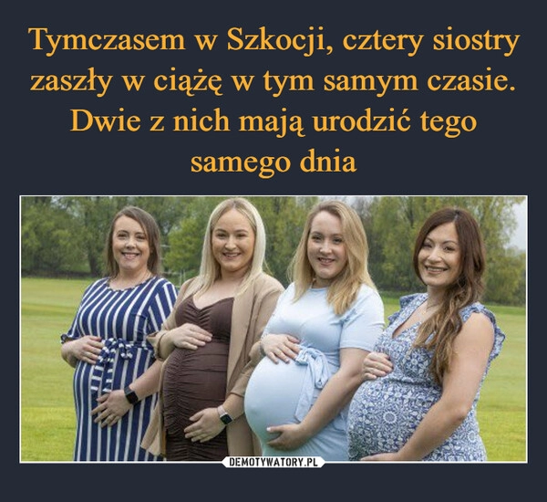 
    Tymczasem w Szkocji, cztery siostry zaszły w ciążę w tym samym czasie. Dwie z nich mają urodzić tego samego dnia