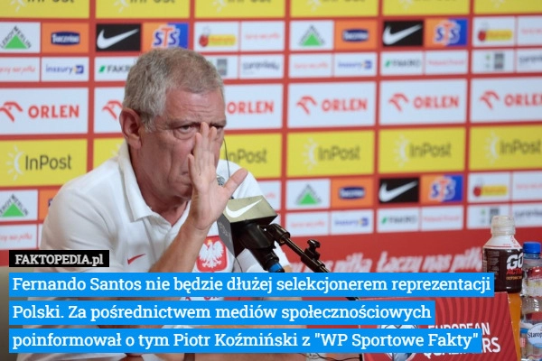 
     Fernando Santos nie będzie dłużej selekcjonerem reprezentacji Polski. Za