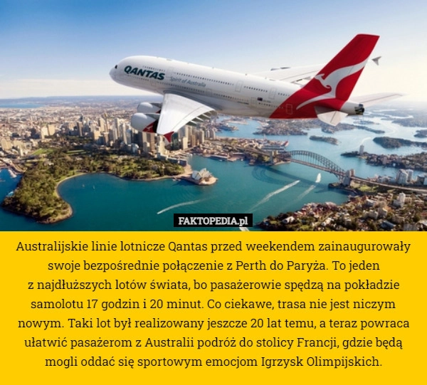 
    Australijskie linie lotnicze Qantas przed weekendem zainaugurowały swoje