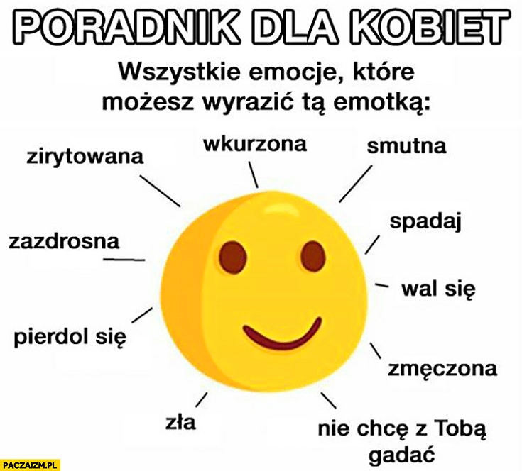 
    Poradnik dla kobiet wszystkie emocje, które możesz wyrazić emotką uśmiechnięta buzia