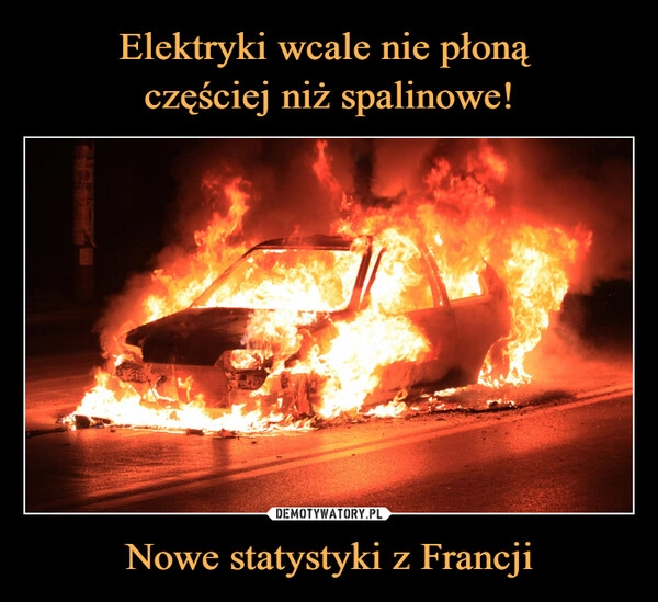 
    Elektryki wcale nie płoną 
częściej niż spalinowe! Nowe statystyki z Francji