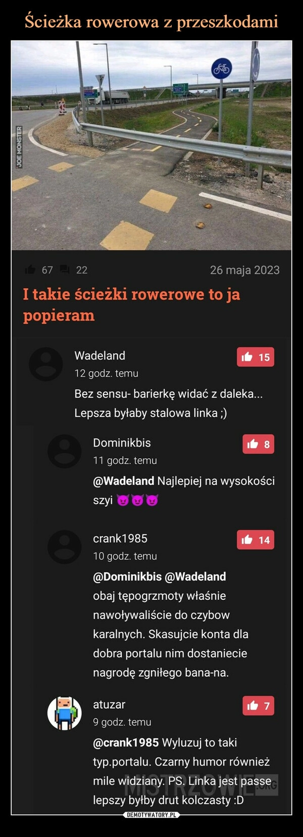 
    Ścieżka rowerowa z przeszkodami