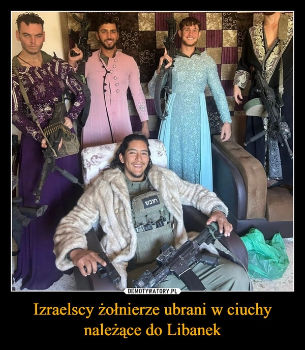 
    Izraelscy żołnierze ubrani w ciuchy należące do Libanek