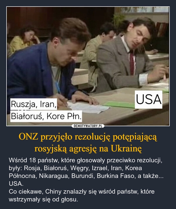 
    ONZ przyjęło rezolucję potępiającą rosyjską agresję na Ukrainę