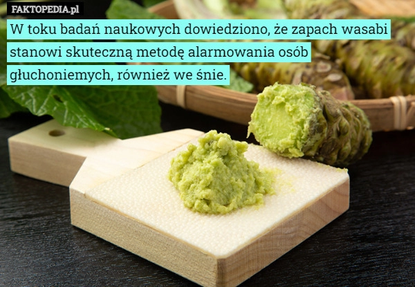 
    W toku badań naukowych dowiedziono, że zapach wasabi stanowi skuteczną metodę