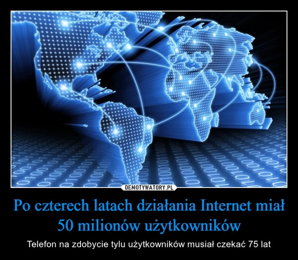 
    Po czterech latach działania Internet miał 50 milionów użytkowników