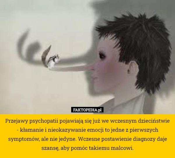 
    Przejawy psychopatii pojawiają się już we wczesnym dzieciństwie - kłamanie