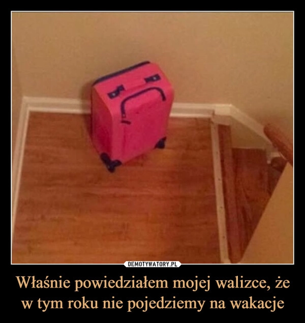 
    Właśnie powiedziałem mojej walizce, że w tym roku nie pojedziemy na wakacje