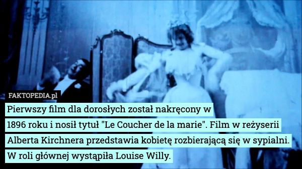 
    Pierwszy film dla dorosłych został nakręcony w
1896 roku i nosił tytuł "Le