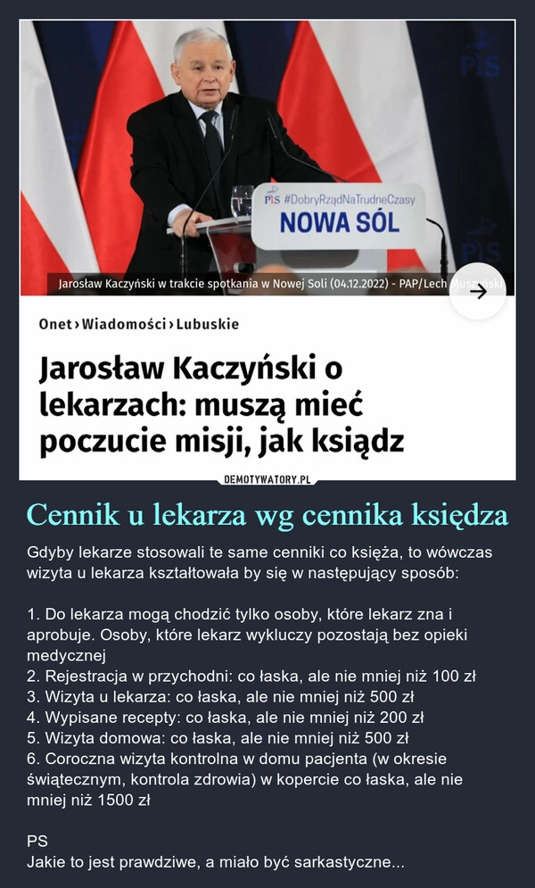 
    
Cennik u lekarza wg cennika księdza 