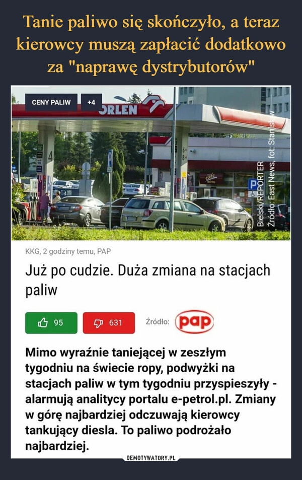 
    Tanie paliwo się skończyło, a teraz kierowcy muszą zapłacić dodatkowo za "naprawę dystrybutorów"