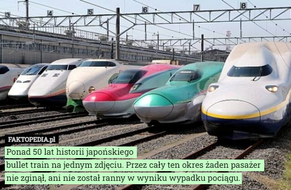 
    Ponad 50 lat historii japońskiego 
bullet train na jednym zdjęciu. Przez