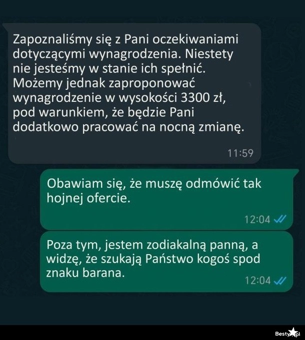 
    Wynagrodzenie w nowej pracy 